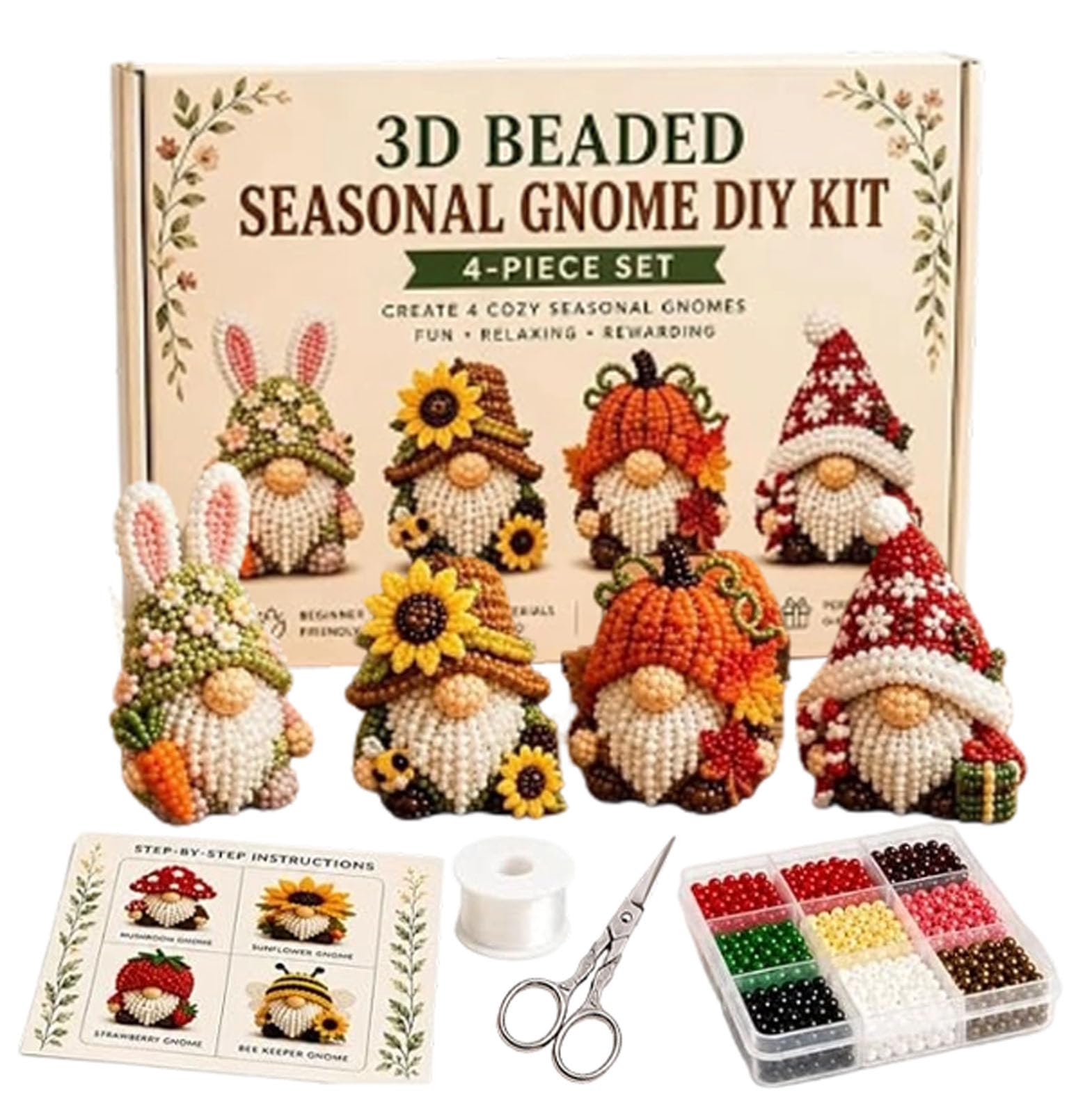 VUKHWX Creative Tiny 3D Beaded Animal DIY Kit - Set of 4 3D Beaded Animals Craft Set, Bead Animal Craft Set with Instructions, Creative 3D Animals Crafts for Beginners & Craft Enthusiasts, DIY Gift โ image 1
