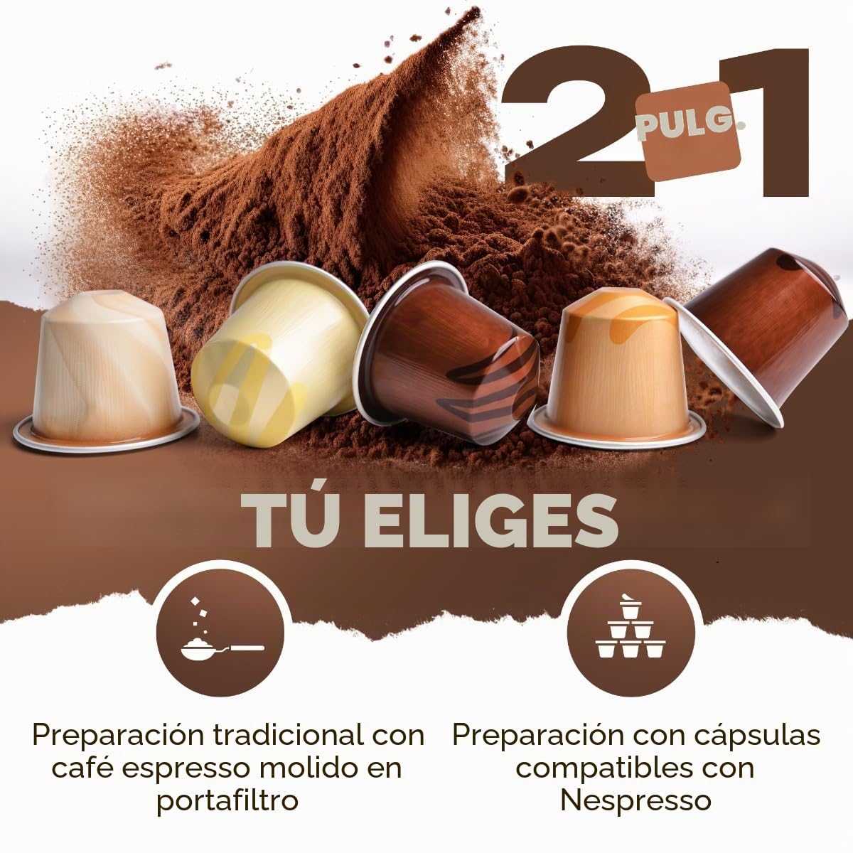Cafetera espresso ProfiCook | cafetera espresso incl. portafiltro | bomba espresso italiana 20 bar | para café en polvo y cápsulas compatibles Nespresso | cafetera portafiltro | PC ES 1267