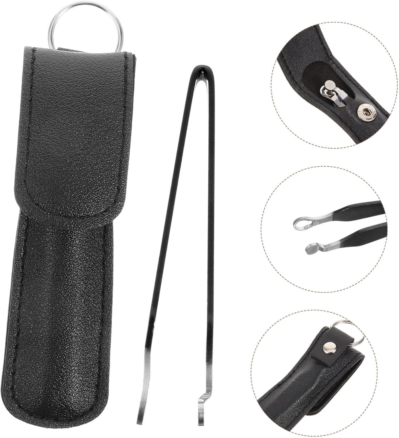 Stainless Steel Round Nose Hair Clipper Set Portable Ear and Nose Hair Trimmer for Men Precision Grooming Tool with Case and Eyebrow Trimming
