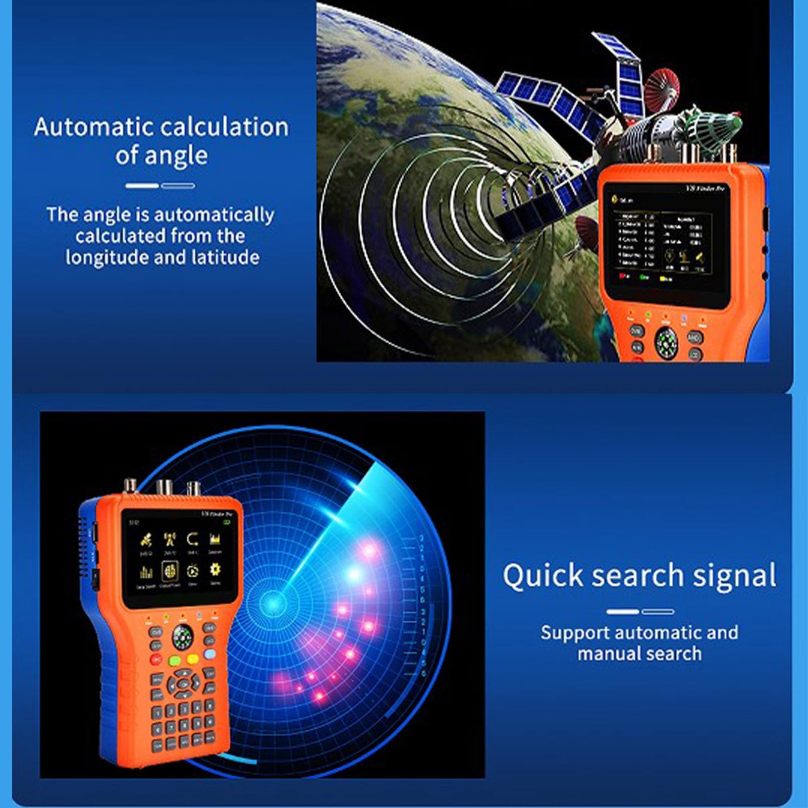 China V8 Satellite Finder Pro Meter DVB-S2/DVB-T2 DVB-C H.265 Fabricantes de localización LCD