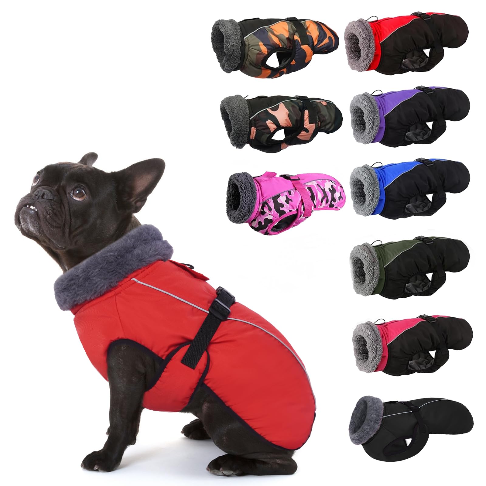 IECOii Extra Warm Reflective Fleece Turtleneck Dog Jacket for Cold Weather - Soft Winter Coat for Small, Medium, Large Dogs