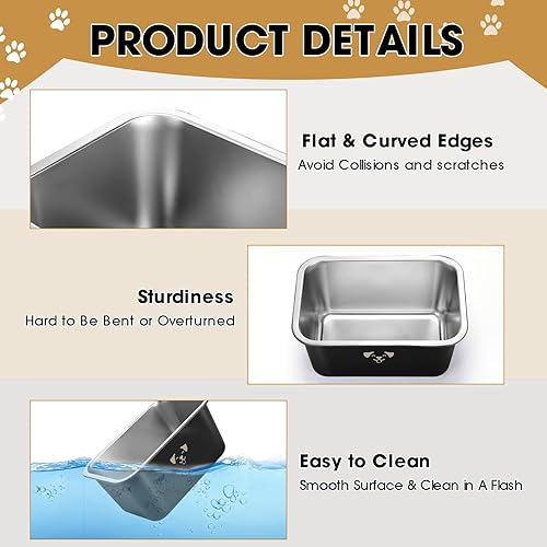 Miniatura 9 de 4 cuencos de agua grandes para perros, cuencos grandes de acero inoxidable extra grandes para perros, cuencos metálicos para mascotas resistentes a