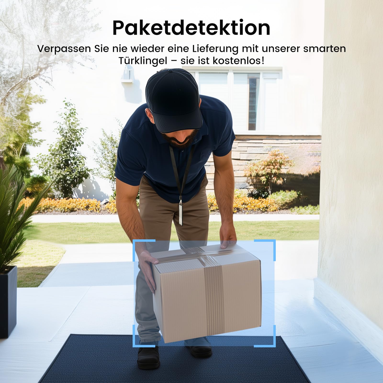 aosu 2K HD Türklingel mit Kamera Kabellos, Smarte Video Türklingel mit Gong, 170° Weitwinkel, PIR-Bewegungserkennung und Paketdetektion, Nachtsicht, 2-Wege-Audio, 2,4GHz WLAN, Kompatibel mit Alexa