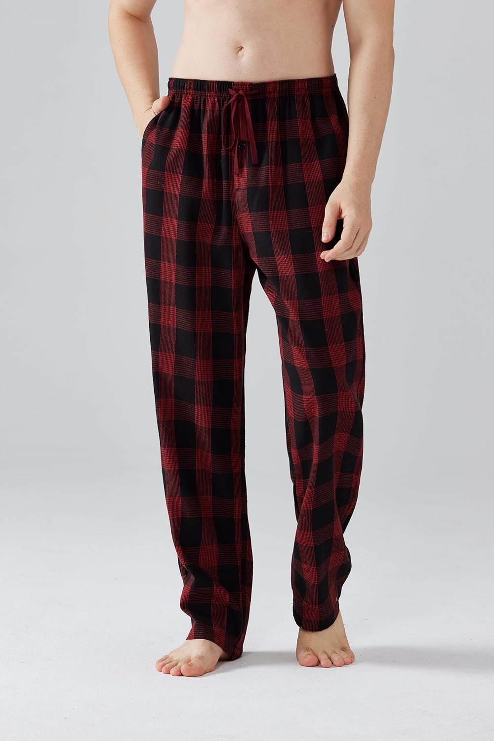Mens Pajama Pants Flannel Cotton Plaid Sleep & Lounge Pants, PJ Bottoms with Pockets and Button Fly - Image 3