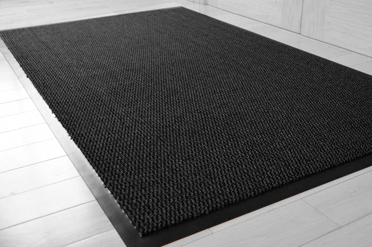 TrendMakers Hardwearing Heavy Duty Rubber Barrier Entrance Door Kitchen Utility Dust Floor Long Short Narrow Hall Hallway Runners Mats Rugs Black PVC Edge Pile Top | CHARCOAL/BLACK | 60cm x 80cm — image 1