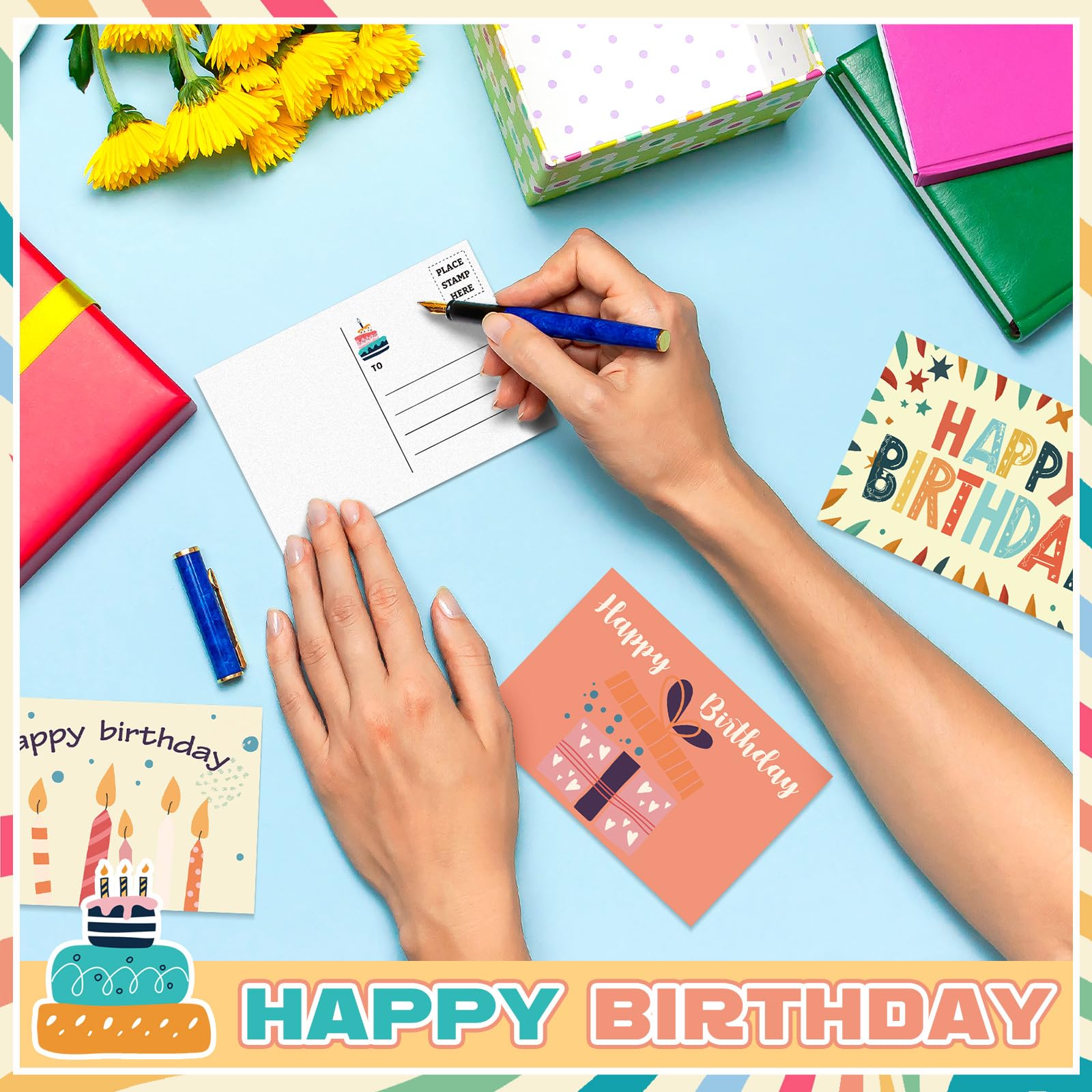 Kosiz 120 tarjetas de cumpleaños para ti, postales de 4 x 6 pulgadas, tarjetas de felicitación surtidas en blanco, 12 estilos
