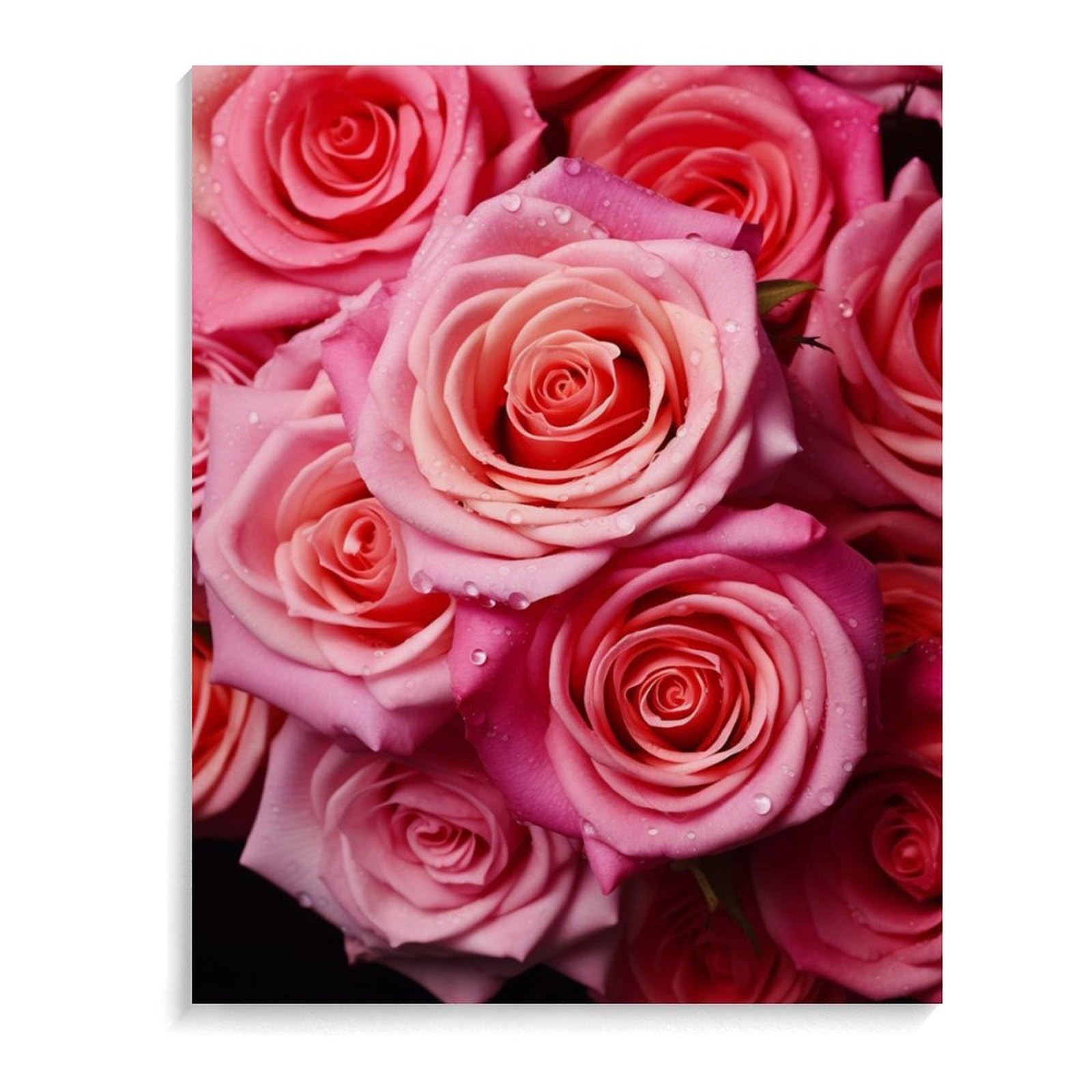 Kit de peinture numérique haut de gamme motif rose pour décoration moderne RTFGHJS - 8