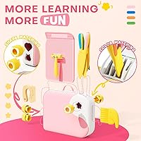 Vista 3 de Juego de cocina para niña pequeña con caja de almacenamiento - Juego de cocina rosa para niñas, material PP seguro, herramientas de cocina