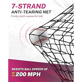 Gonex 7\' x 7\' Baseball Softball Practice Net Set with Batting Tee for Hitting and Pitching Batting, Practice Training Aid, with Strike Zone, Large Mouth, Bow Frame, Carrying Bag, Pink