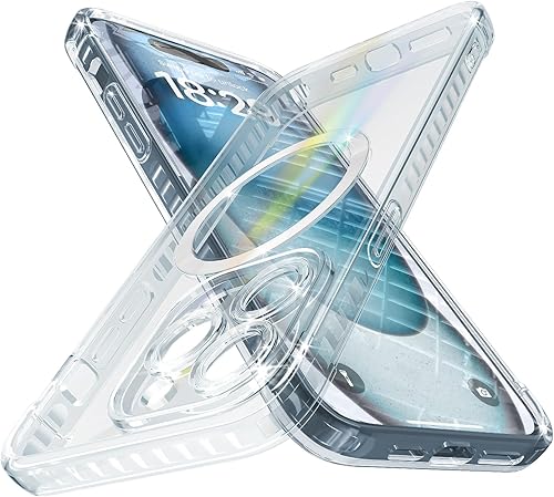Funda MagSafe para iPhone 15 Pro con protector de cámara, funda de protección completa para iPhone 15 Pro, funda transparente y bonita para mujeres