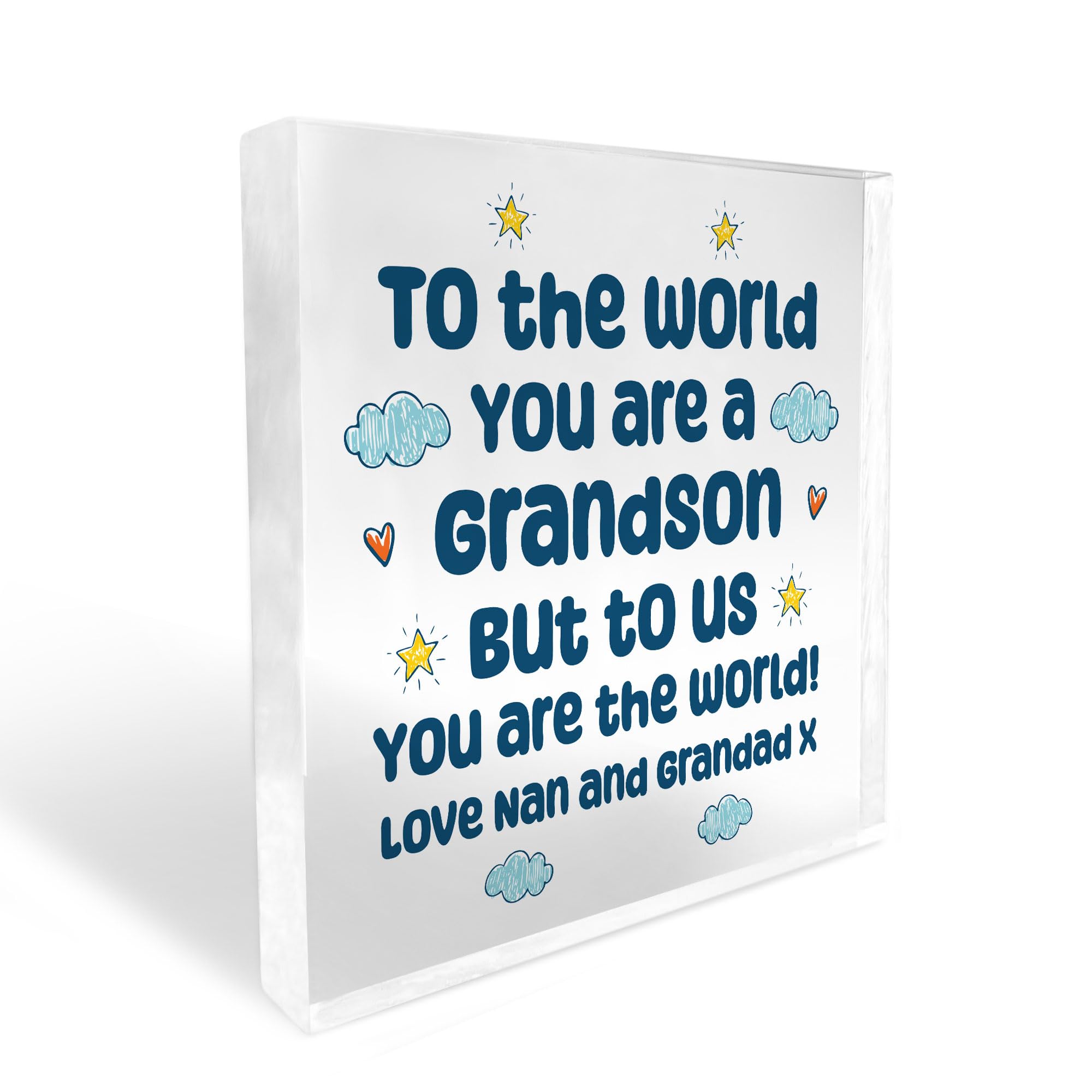 Red Ocean Grandson Gift Keepsake Acrylic Block Christmas Birthday Gift From Nan And Grandad Gift For Grandson