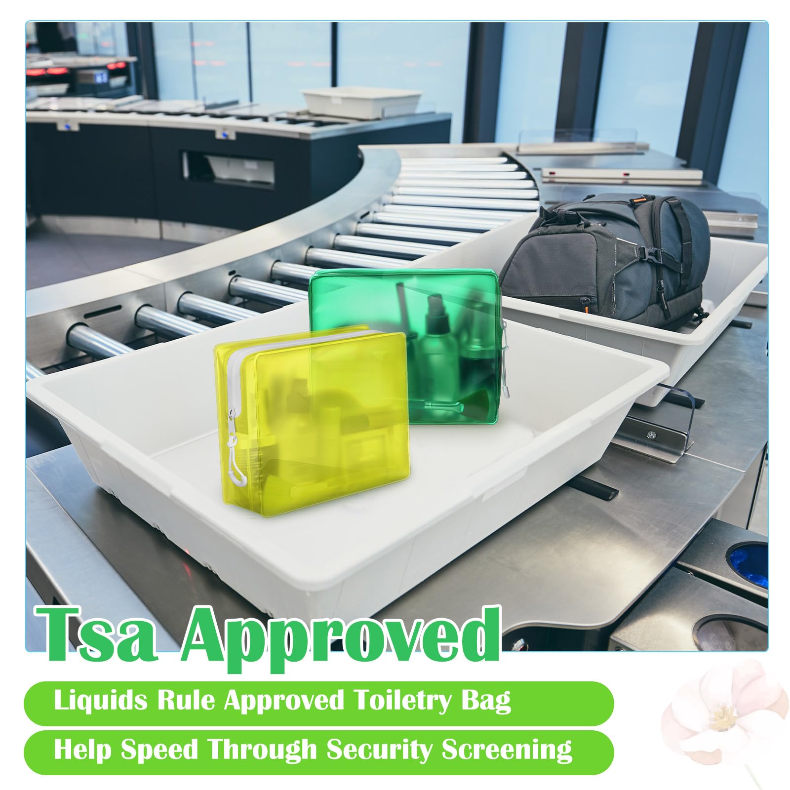 Bolsas de aseo transparentes esmeriladas a prueba de fugas, bolsas de viaje con cremallera, bolsa de maquillaje aprobada por la TSA, bolsas de cosméticos de viaje impermeables para mujeres y