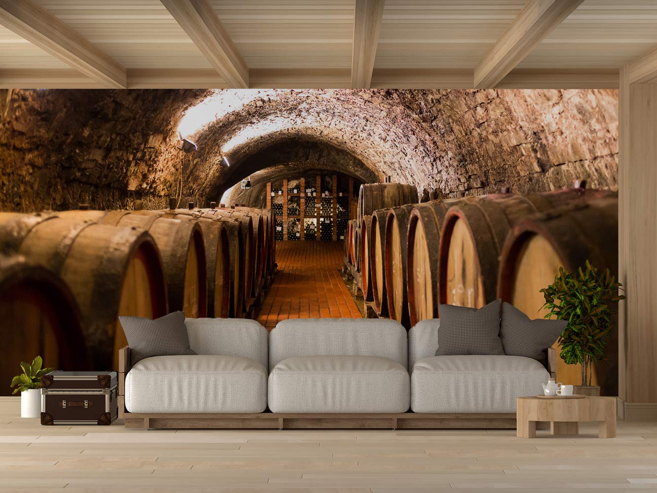 Oedim Vinilo para Pared Bodegas Madera | Fotomural para Paredes | Mural | Vinilo Decorativo |350 x 250 cm | Decoración comedores, Salones, Habitaciones