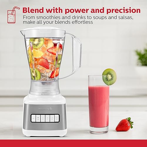 Miniatura 2 de Holstein Housewares Batidora de encimera de 8 velocidades  500 W de potencia, 50 onzas (1.5L6 tazas) tarro de plástico duradero, fácil control