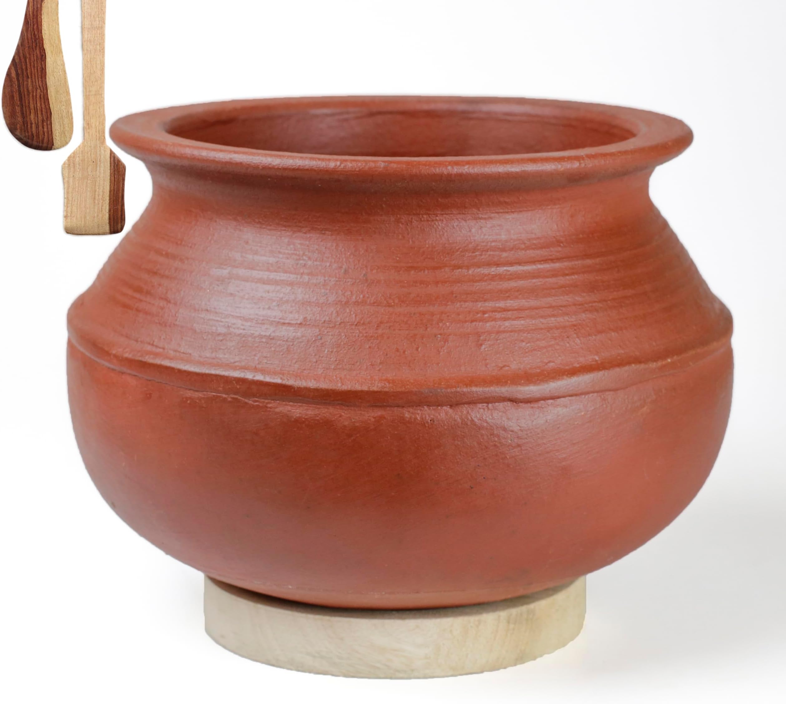 Clay Uncoated Rice Handi/Earthen/Mud/Mitti Pot for Cooking and Serving 1 liter | Red