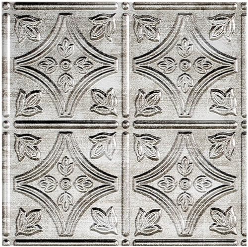 Vista 8 de FASÄDE Panel decorativo de vinilo adhesivo para techo con estilo/patrón tradicional 1 en peltre ahumado (muestra de 12x12 pulgadas)