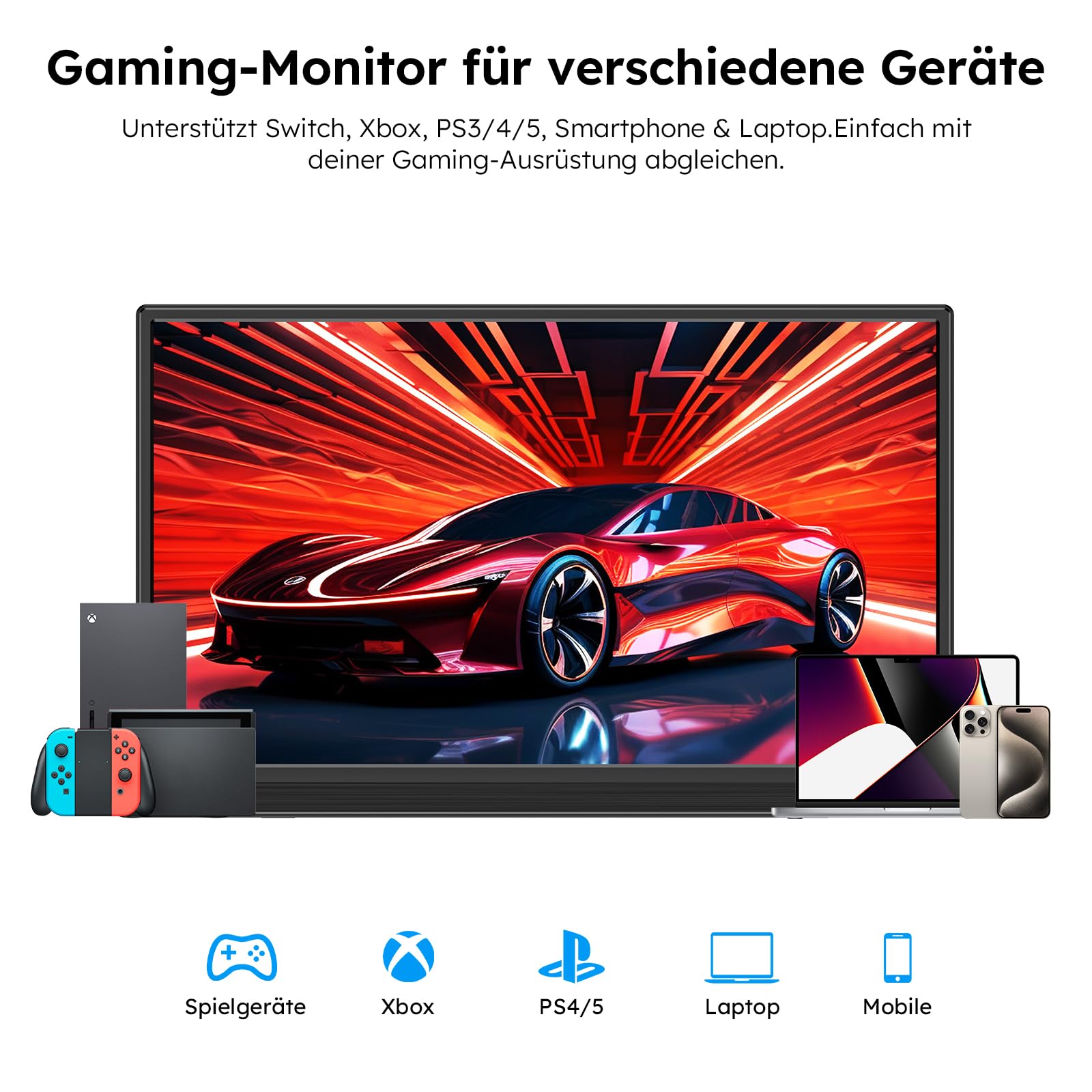 Przenośny monitor 15,6" ze stojakiem, FHD 1080p przenośny monitor do laptopa | Ultra-cienki monitor IPS z regulowaną podstawą i głośnikiem, USB-C i mini HDMI, do laptopa/komputera/Mac