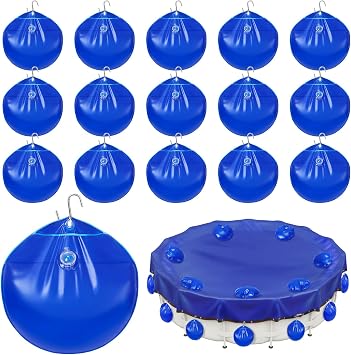 16 Pack Pool Cover Weights with S Hooks, Pool Cover Weights Above Ground