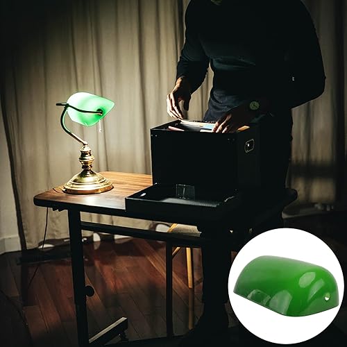 Miniatura 8 de Luxshiny Accesorios de escritorio, pantalla de cristal verde, pantalla de repuesto para lámpara de mesa, lámpara de mesa de escritorio retro