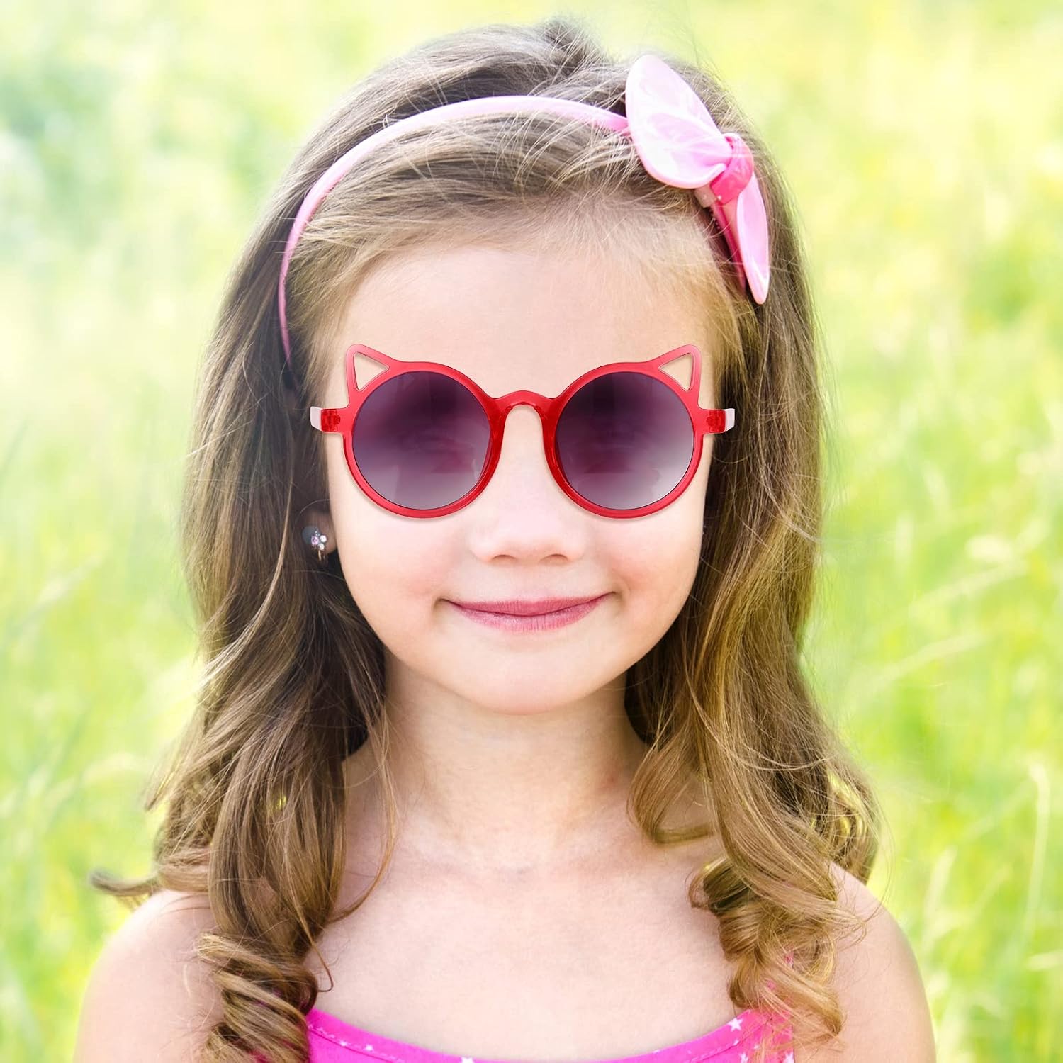 Konohan 6 Pairs Toddler Cat Shaped Sunglasses Girl Kitty Glasses Cute Cat Sun Glasses Outdoor Eyewear for Beach Party Summer Activities