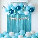 ArtRIght 45 Pcs Pastel Blue Birthday Decoration Kit | Metallic Shiny Balloon Arch Large Pastel Blue Curtain HBD Banner | DIY Kids Birthday Decoration Items for Girls gallery image