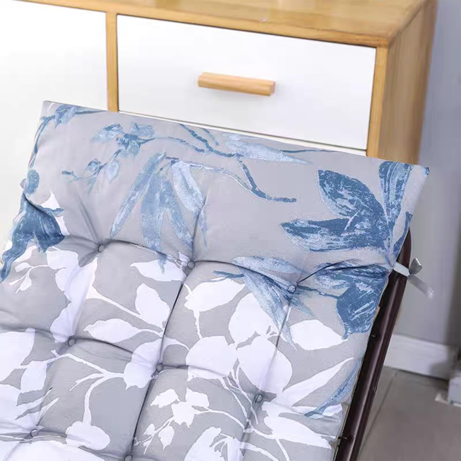 Coussin pour Bain De Soleil, Matelas Épais pour Chaise Longue Et Transat De Jardin, Rembourrage en Coton avec Attaches, Intérieur Et Extérieur Grey,150cm