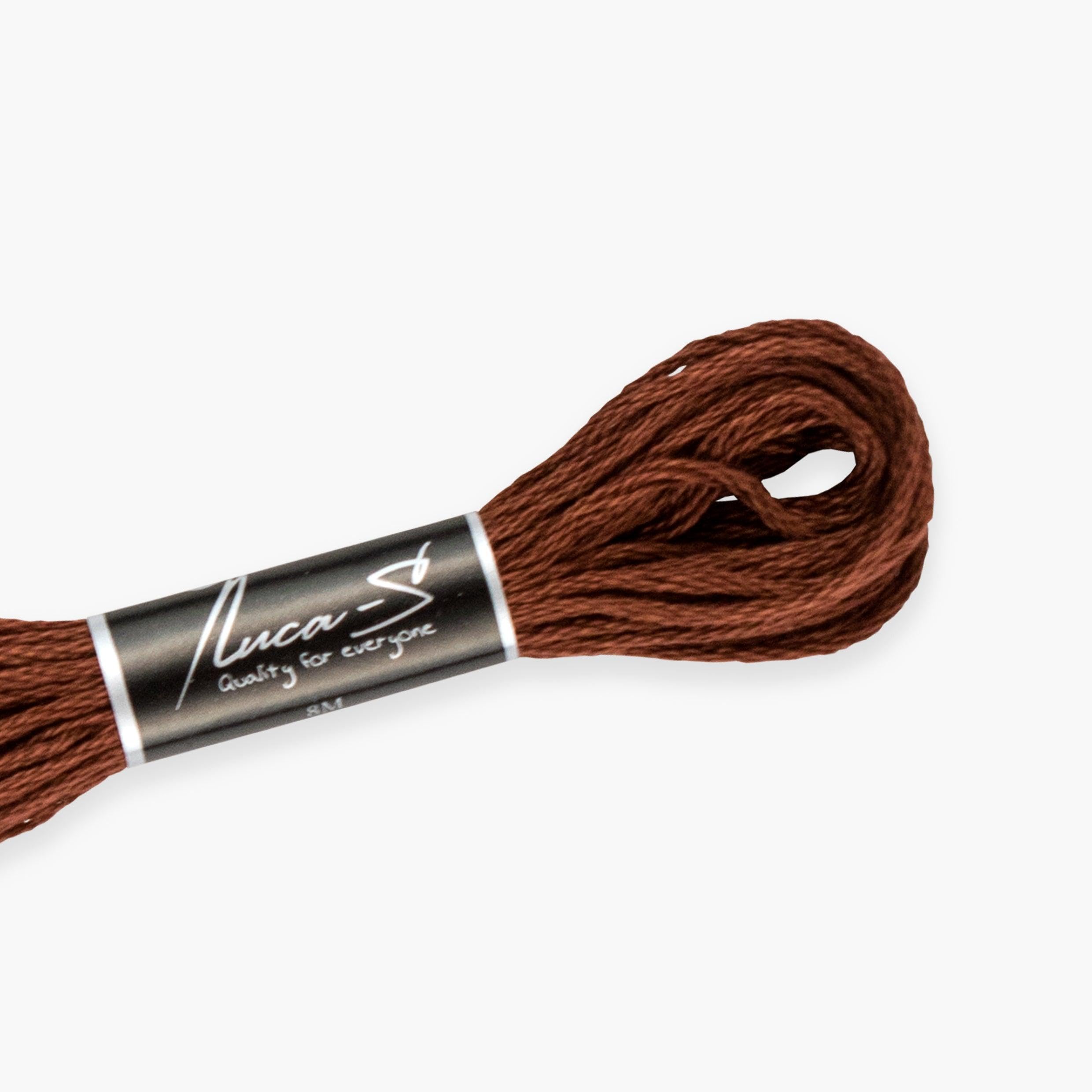 12 Pack of Premium Embroidery Thread Luca-S, 100% Giza Cotton, Oeko TEX Certified Stranded Cotton - 424 / DMC 3858 / Anchor 352