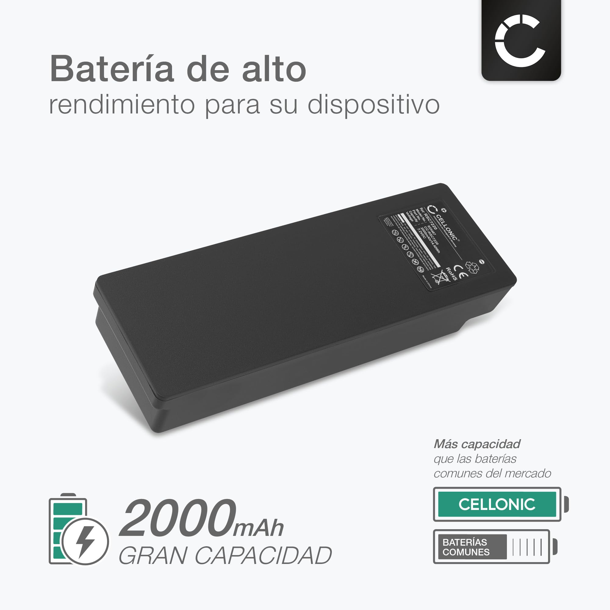 CELLONIC 2X Batería Compatible con Scanreco 592, 17162, RSC7220, 590 | 2x, (2000mAh-7.2V-NiMH), Control Remoto Batería, para Scanreco RC-400, 13445, 16131, Fassi, Effer, Fasse, 708031757, BS590