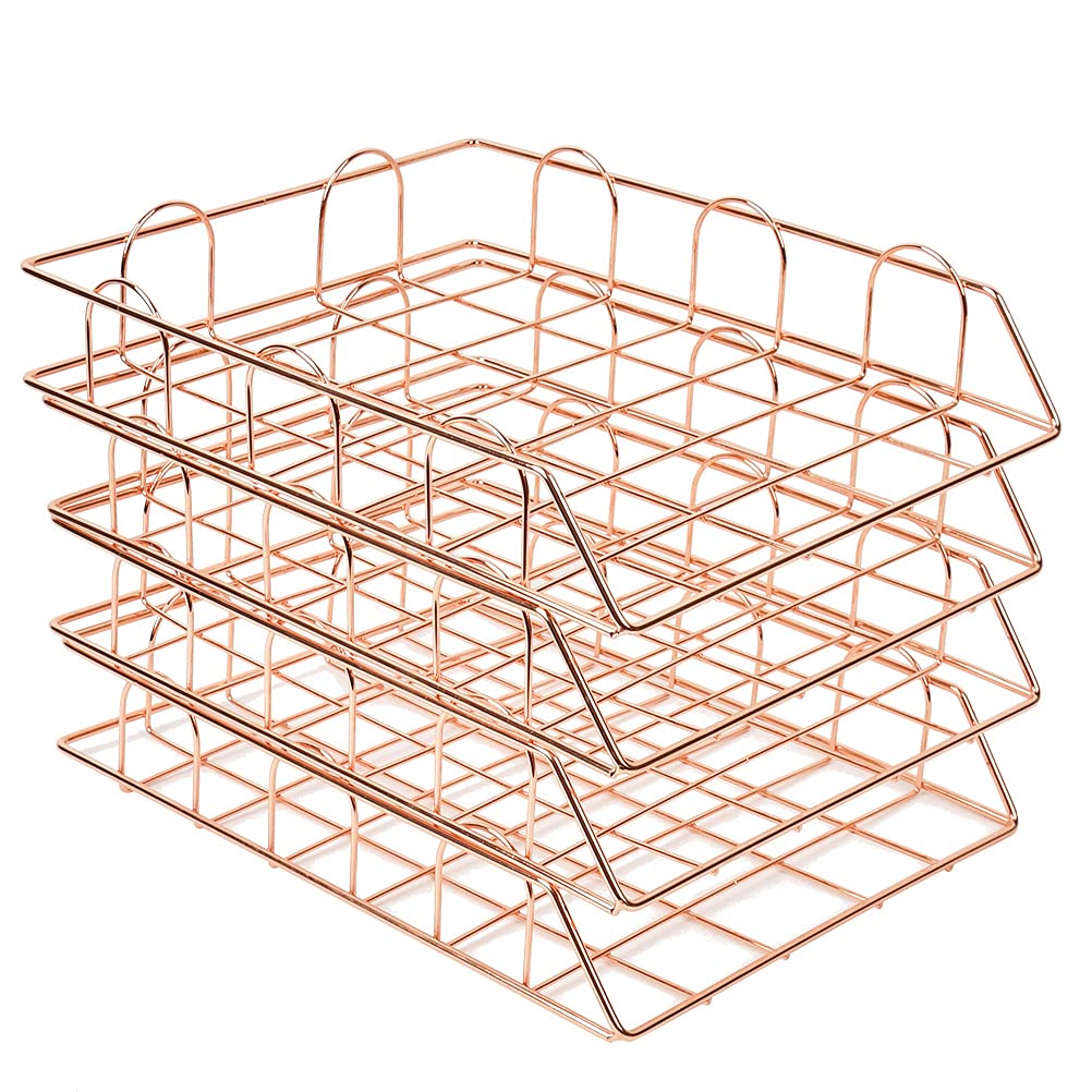 Buy 4 Tier Stackable Letter Tray,Paper Organizer Tray,Wire Desk File