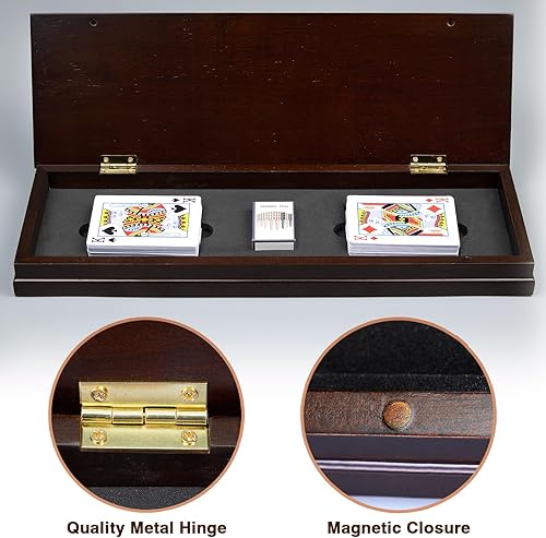 Miniatura 6 de VAMSLOVE Marcador magnético de madera mejorado de 4 pistas con ranuras grandes para almacenar 2 cartas y 12 clavijas de metal, noche de juego