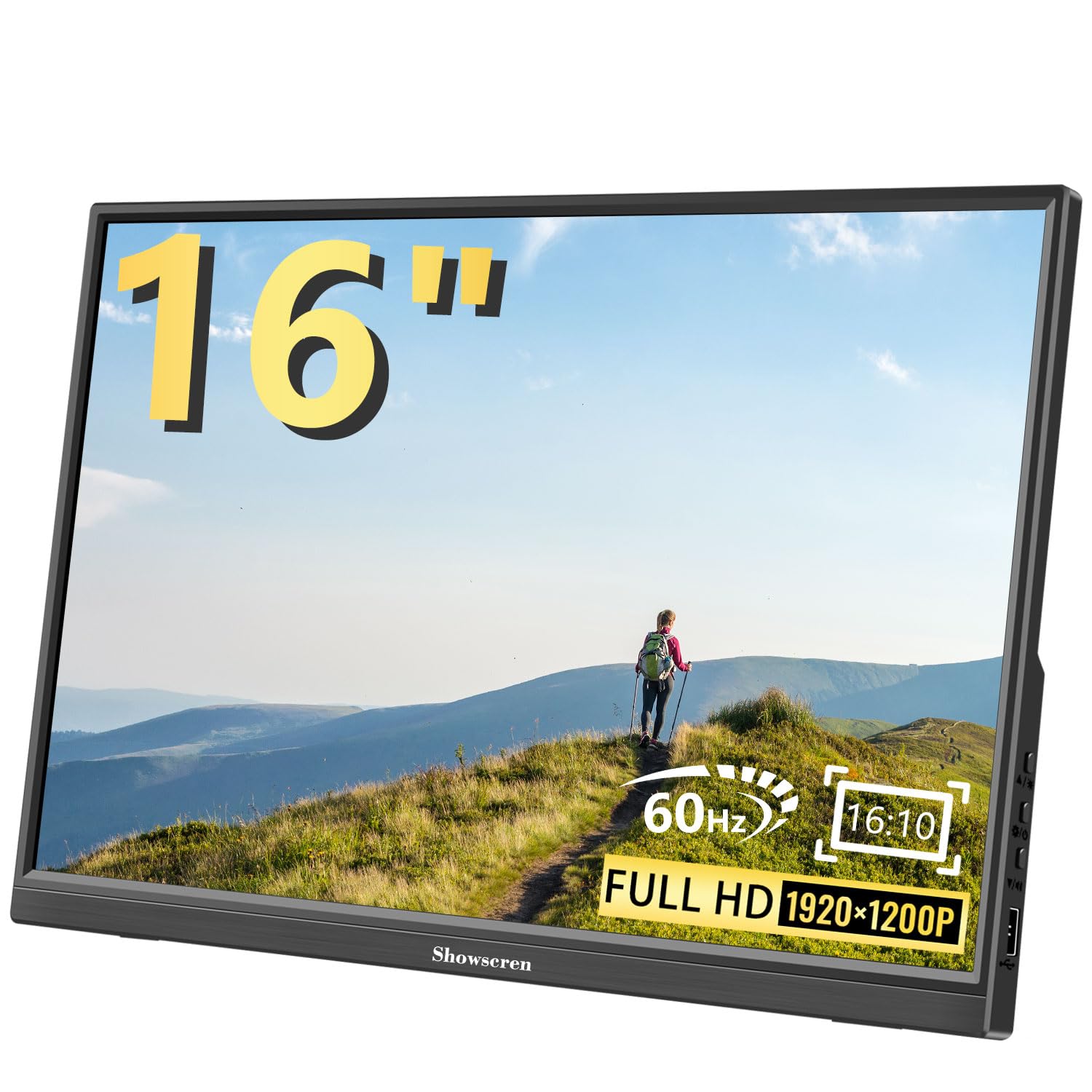 16zoll Tragbar Monitor, FHD1920 x 1200P Display 300 cd/Helligkeit, 60 Hz, 99% sRGB, VESA Support, HDMI USB-C Portable Monitor kompatibel mit Laptop PS4/5, Switch, PC