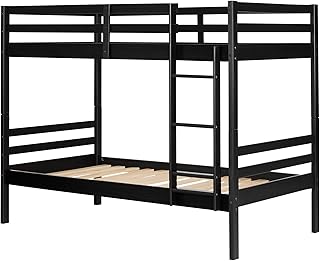 South Shore Fakto Solid Wood Bunk Beds, Matte Black