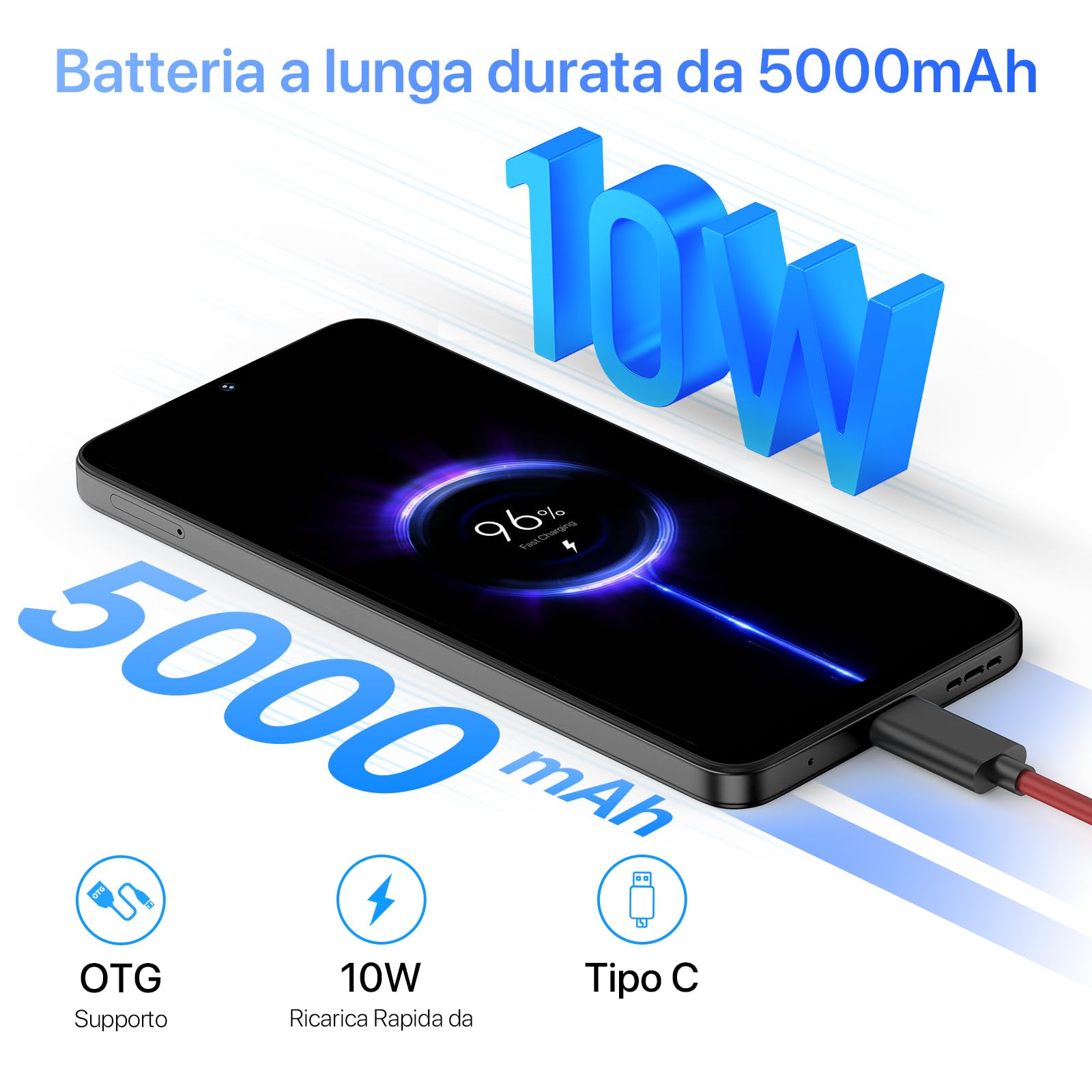 UMIDIGI Smartphone 16GB +128GB/1TB, 50MP Camere Telefono Cellulare, 5000mAh, 6,6" HD+Schermo Cellulari, Octa-Core Dual SIM Telefoni/Impronta | Viso | OTG | GPS