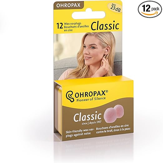 Ohropax Reusable Wax/Cotton Ear Plugs (12 Plugs Total) - Ear Plugs for Sleeping Noise Cancelling, Swimming, Shooting Ear Protection, and a snoring Solution