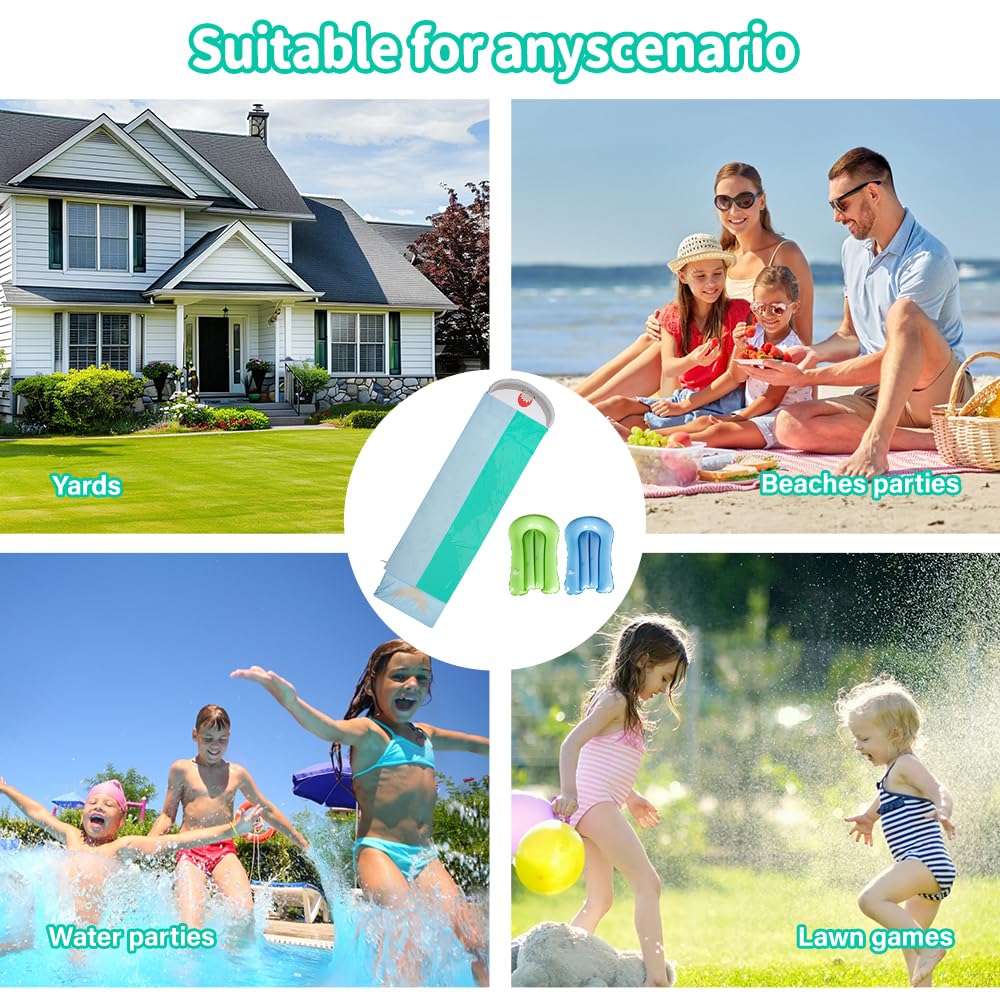 Wasserrutsche Garten 550x145cm Doppel Wasserrutschmatte mit Eingebautem Sprinkler Rutschbahn Outdoor
