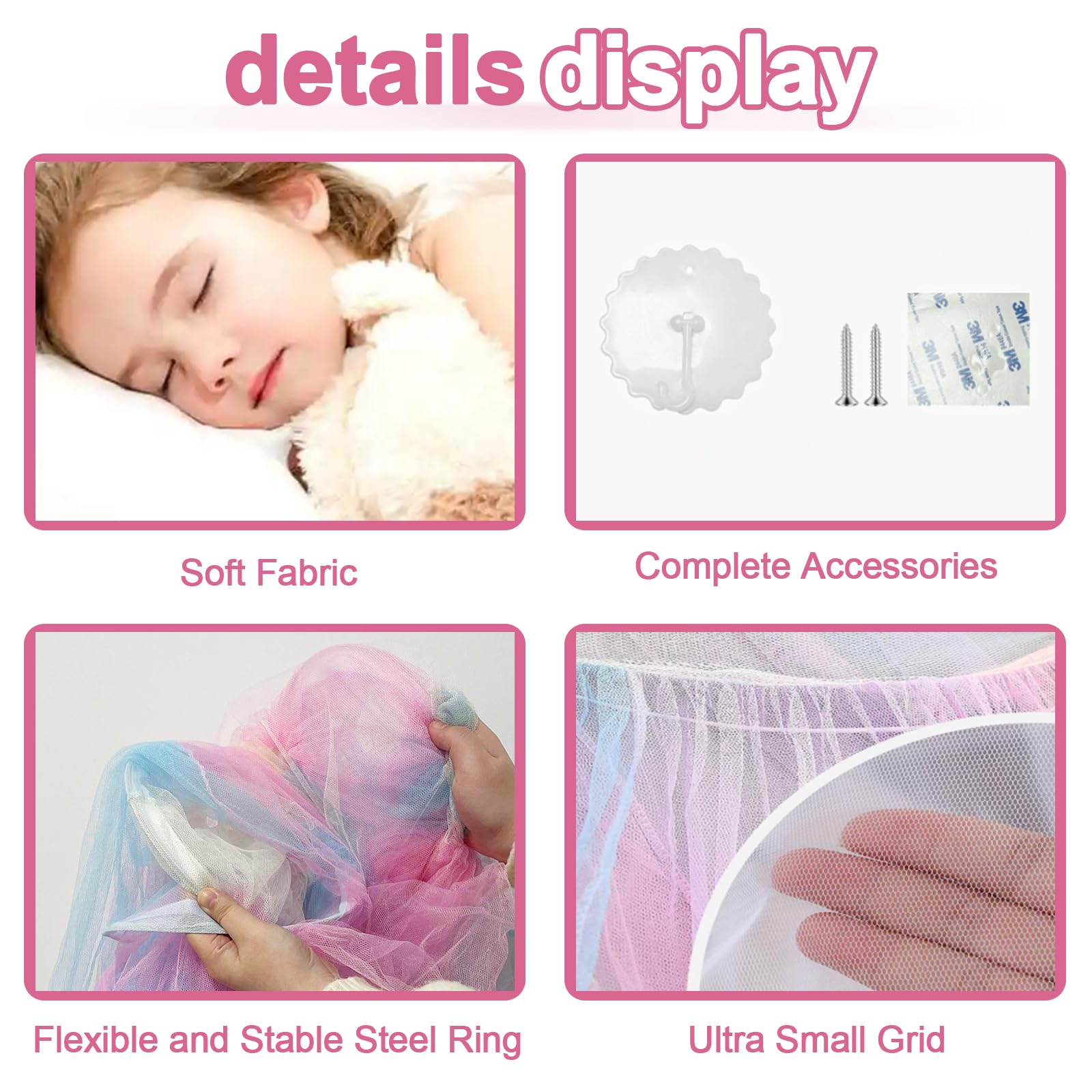 Forhome Dosel de Cama Iris,mosquitera Colgante,Dosel Cama niños,mosquiteras de Viaje para Cama,mosquiteras para Viajes y hogar, Interior y Exterior