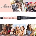 5 in 1 Curling Wand Iron Set - EMOCCI PRO Instant Heat Long lasting Hair Waver Iron Straightener and Curler 2 in 1 with 5 Interchangeable Ceramic Tourmaline Barrels for All Curly and Wavy Hairstyle