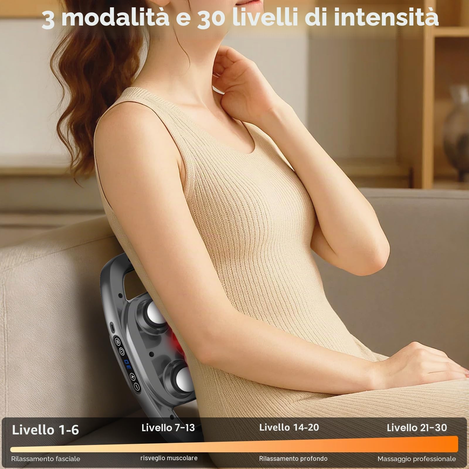 Pistola per Massaggi | 16 Teste, 3 Modalità e 30 Velocità, Silenziosa 35dB, Recupero Sportivo