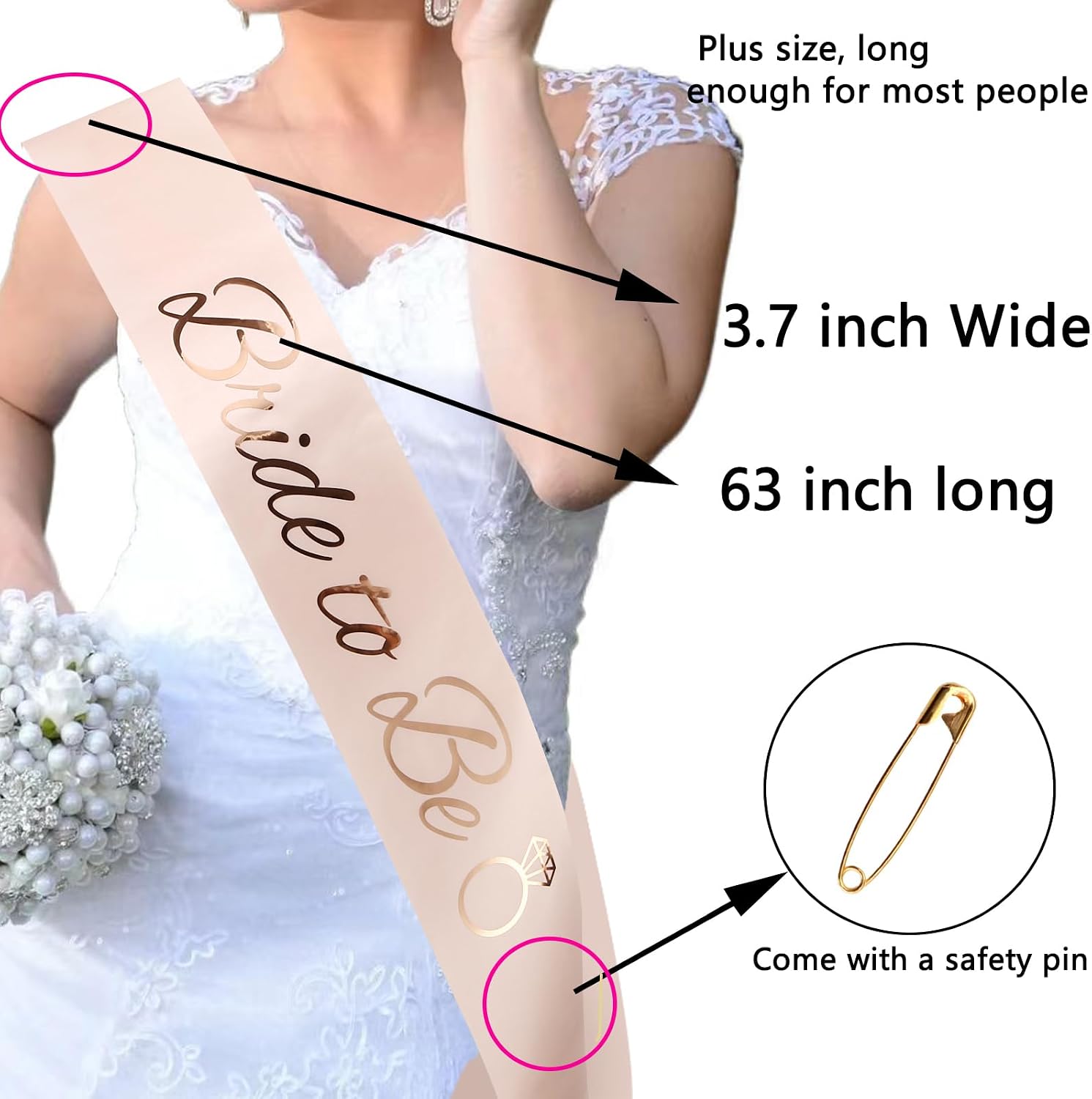 Bride to Be Sash, Bride Sash for Bridal Shower, Bachelorette Party Decorations, Wedding Engagement Party Favors Gift Accessories (Pink)