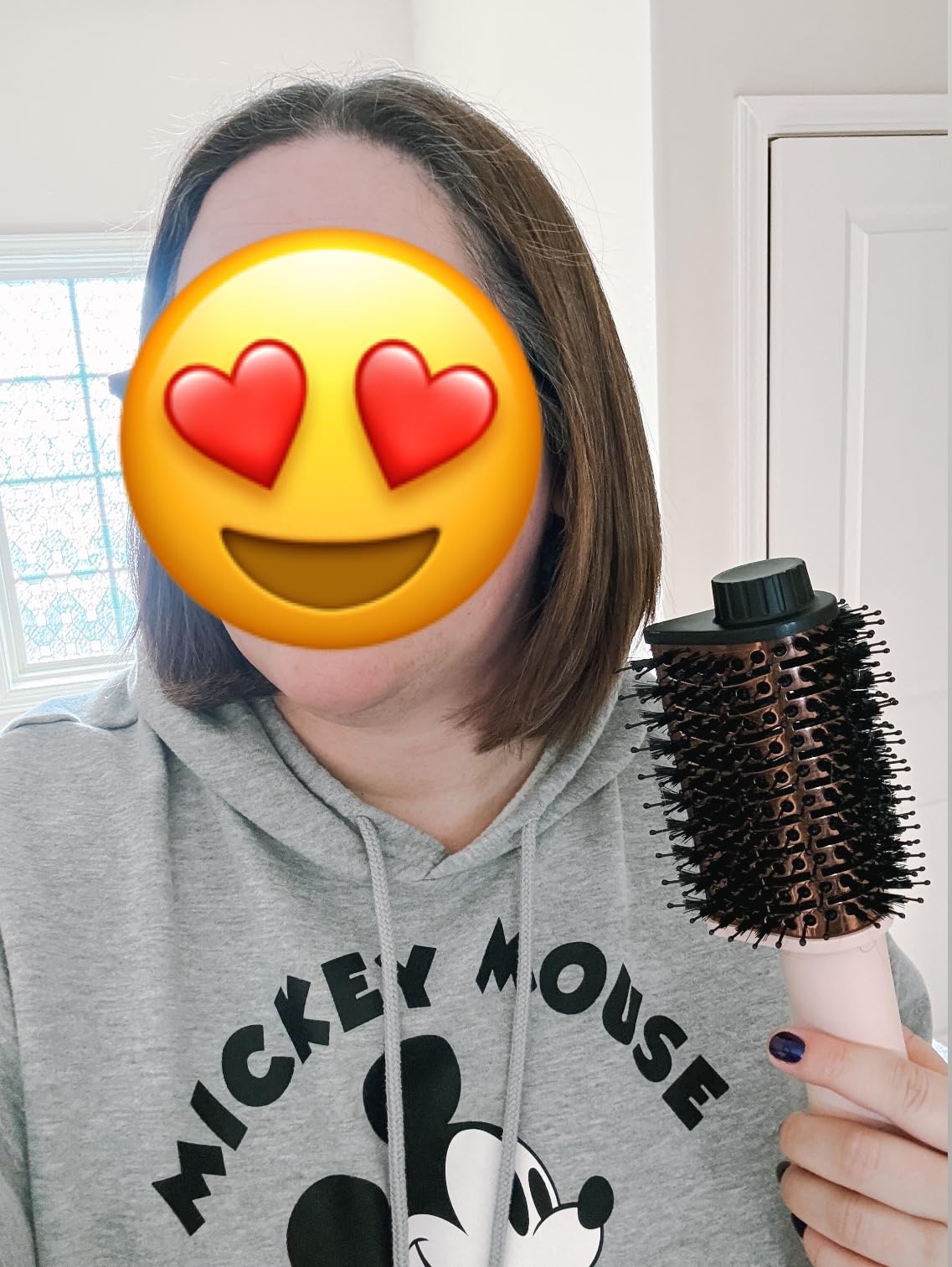 L'ANGE Hair Le Volume Elevé 65MM 2-in-1 Titanium Brush Dryer | Dry and Style | Unique Teardrop Shape Barrel | 3 Heat Settings | 360° Vented Airflow | Ionic Technology for Frizz-Free Styling (Blush)