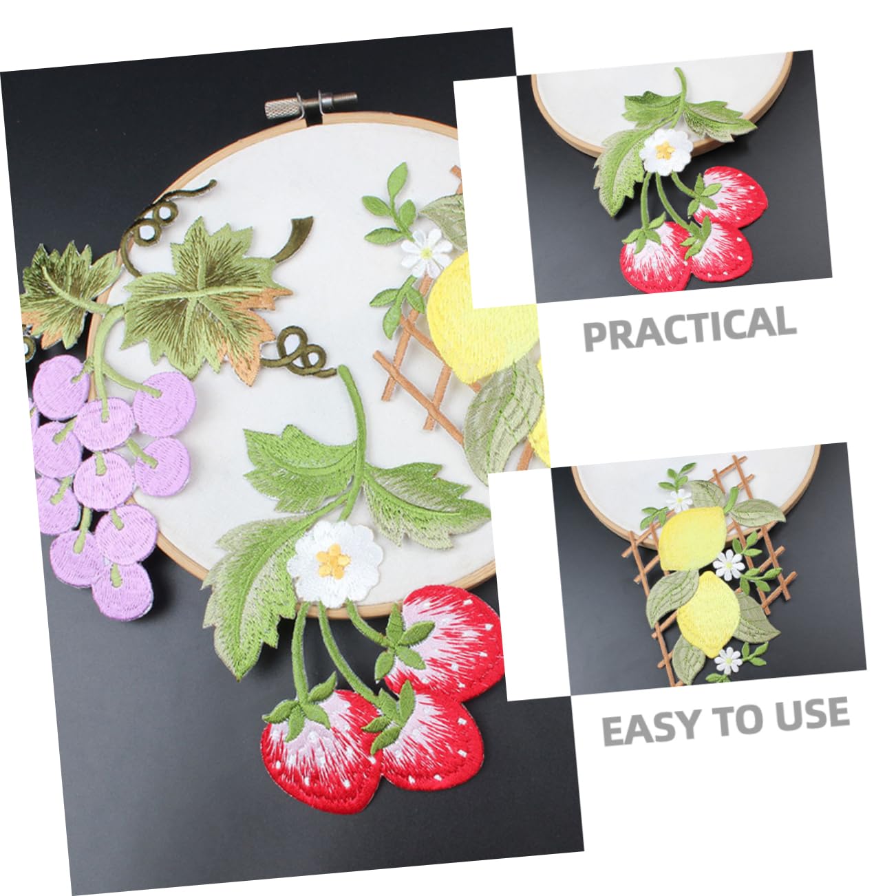 jojofuny 4 Set Ricamata Con Frutta Salto Appliques Cerotti Stoffa Toppe Di Frutta Ricamate Giacca Vestiti Cucire L'applique Forniture Artigianali Fai -da -te Tessuto 3 Pezzi*4