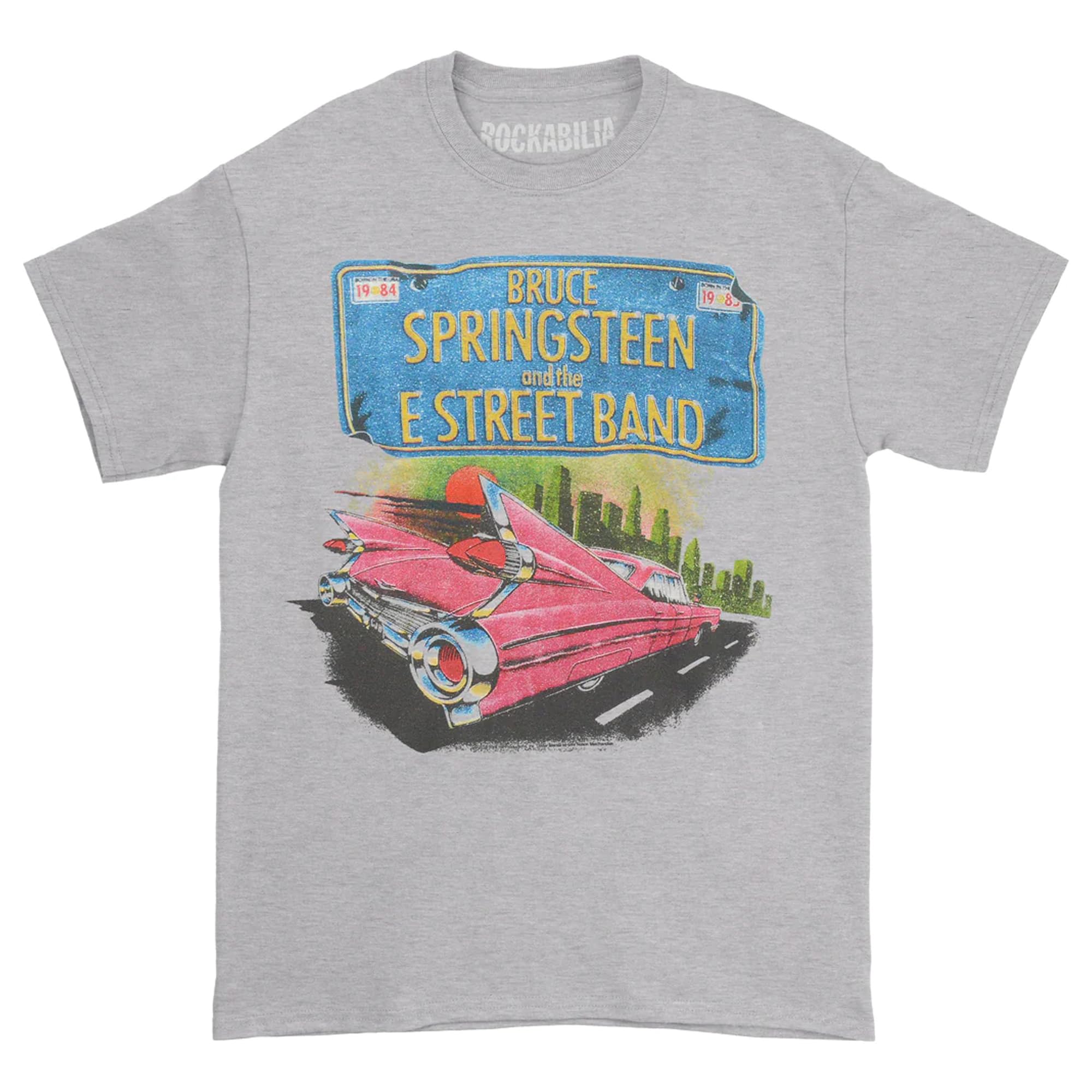 Rock Off Grey/Pink Bruce Springsteen - Cadillac - T-Shirt (Back Print) - Cotton - Size M - Officially Licensed Merch