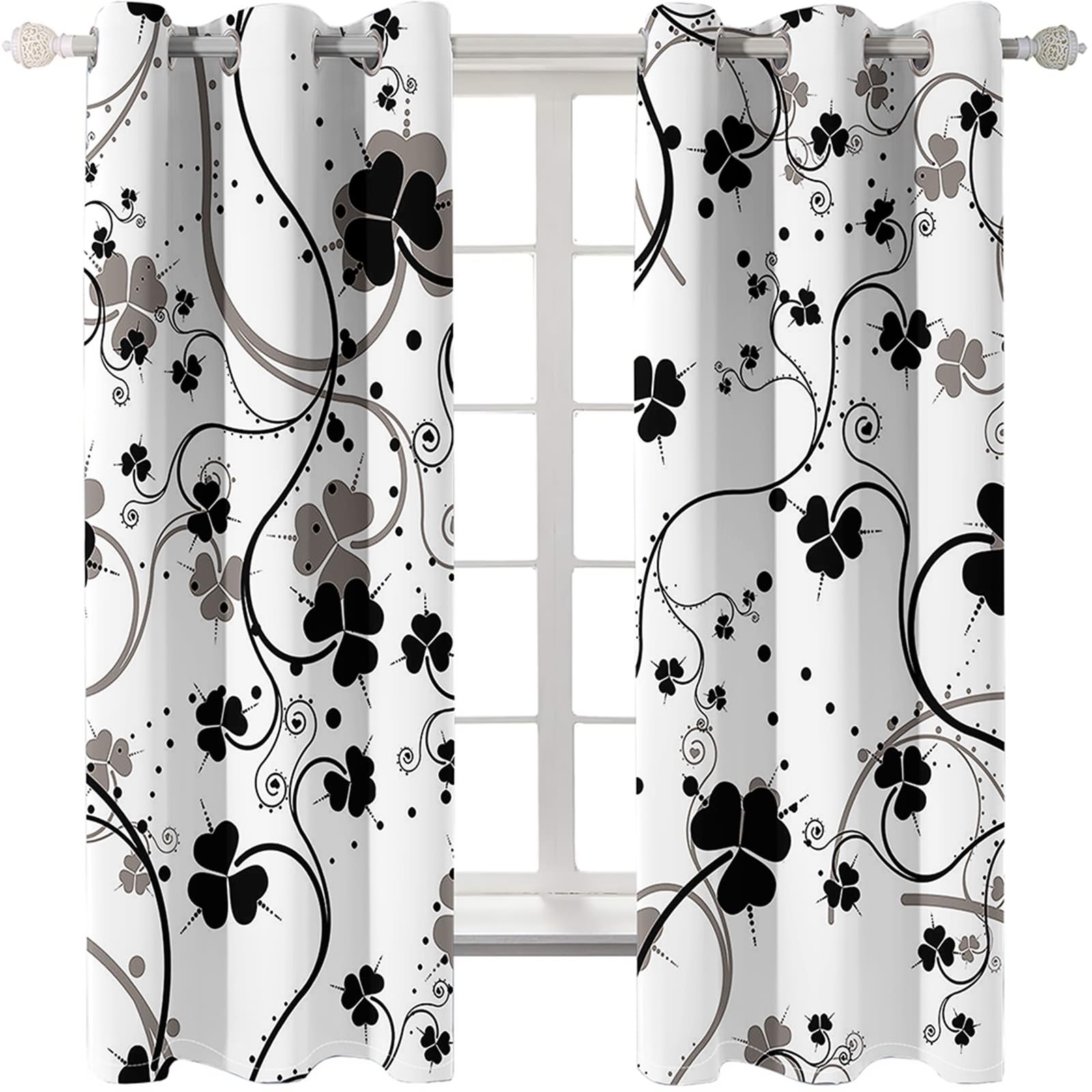 Verdunklungsvorhänge mit Ösen, Gardinen Blickdicht Kleeblatt 2er Set H 183 x B 107 cm Wohnzimmer Vorhänge