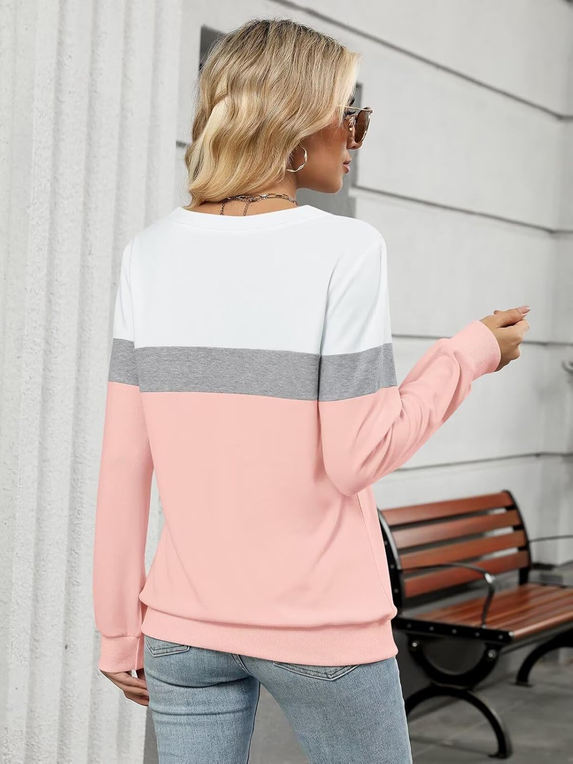 EADINVE Womens Casual Long Sleeve V Neck Sweatshirts Cute Loose Fit Lightweight Pullover Fall Clothes Tunic Tops - Image 6