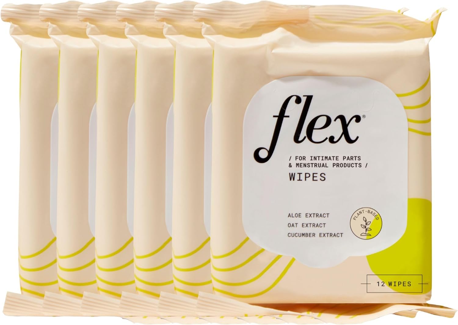 Flex Wipes | Feminine Wipes for Bodies, Menstrual Cups & Discs | Gentle on Intimate Areas | Dermatologist-tested | 6 Packs x 12-Count