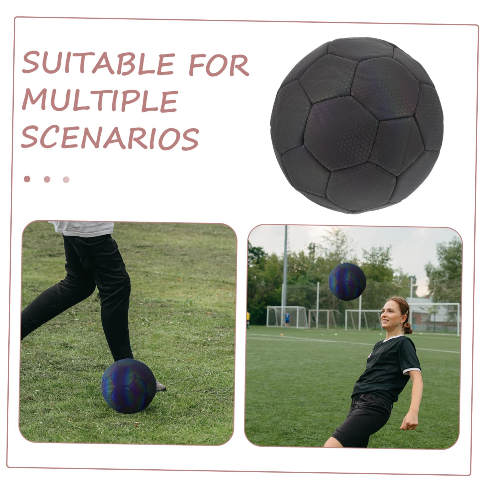 Pallone di Calcio Riflettente per Allenamento e Partite, Alta Visibilità | Gomma, Pelle Sintetica e Camera in Butile, Uso Versatile per Scuole e Match, Back To School Party