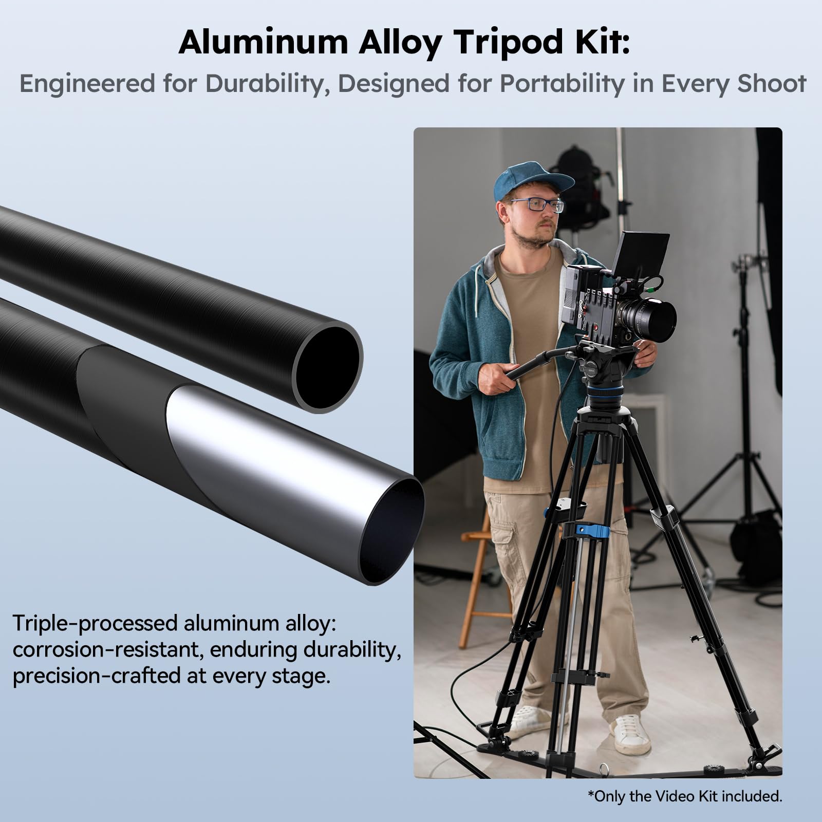 SIRUI 70,1"/178cm szybki system statywu ze stopu aluminium do kamery, SQ75A+S5 statyw wideo z głowicą płynu hydraulicznego, ciągłe tłumienie, podwójny tryb płyty QR, maks. 8 kg/17,6 lbs