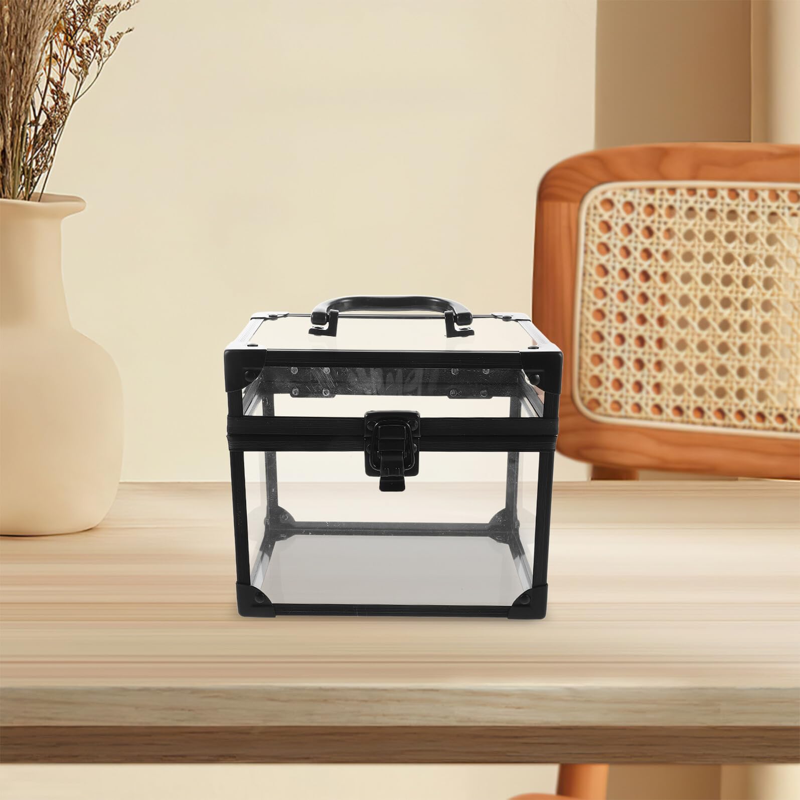 Porta CD e Dvd Trasparente in Plastica Acrilica con Coperchio, Scatola Porta Dischi Vinile di Grande Capacità 17,5x12,5x15 Cm, Custodia Organizer per Archiviazione Multimediale