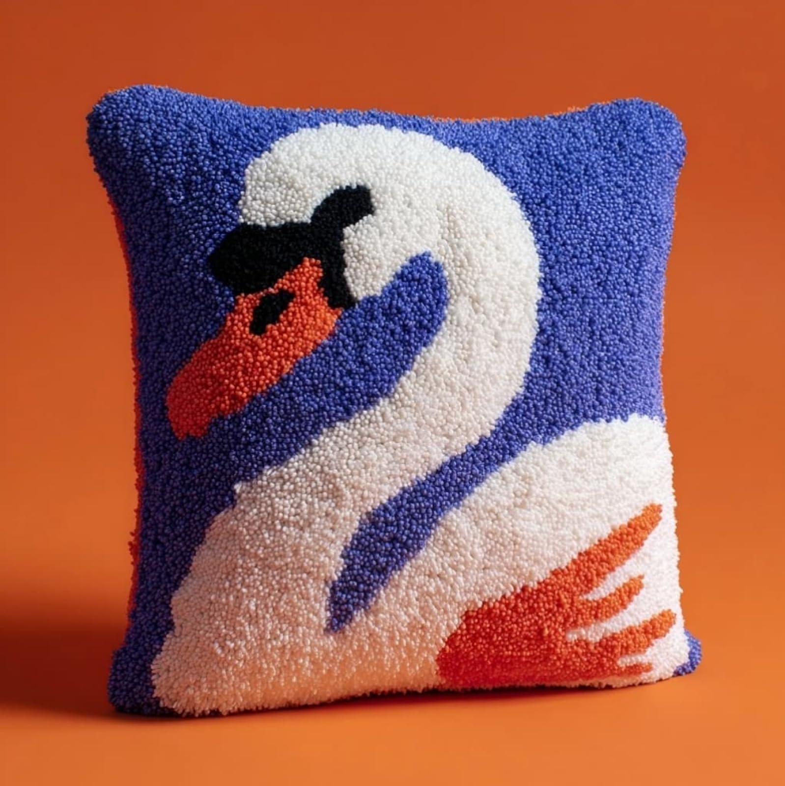 WallustrioaW Latch Hook Cushion Kit DIY 17x17in,Cartoon Swan