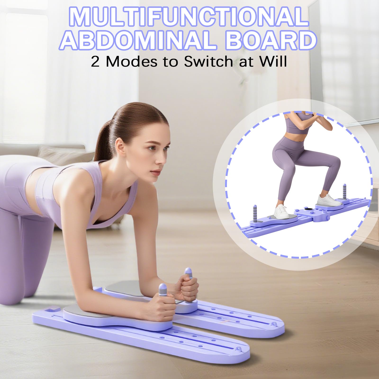 Pilates Reformer Board, 6-in-1 Pilates-Reformer, Multifunktionales Pilates Fitness Board mit Skimaschine, Widerstandsseil, Liegestützstange, Hebehandlauf für Anfänger & Profis